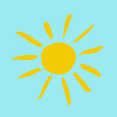 Sun icon. Hand drawn watercolor sun. Vector design element