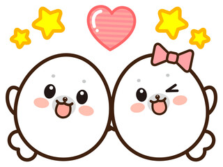 ラブラブなあざらしのイラスト素材2