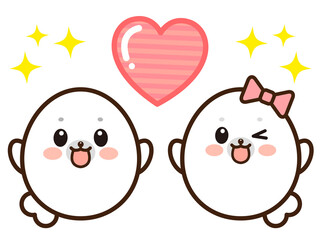 ラブラブなあざらしのイラスト素材