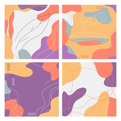 Fototapeta na wymiar Collection abstract patterns set with organic shapes