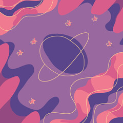 Abstract seamless pattern line art poster with a space theme