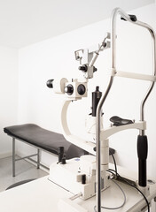 Ophthalmic sliding lamp in doctor's office
Modern clinic to control and treat eyesight