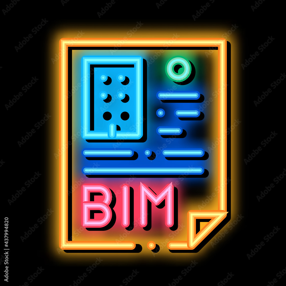 Aufkleber report on building information modeling neon light sign vector. glowing bright icon report on buildi