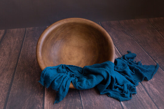 tub of wood. basket for newborn photo shoot. solid wood bowl