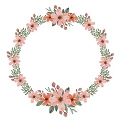 orange wreath. Arrangement watercolor of orange and peach flower for greeting and wedding invitation