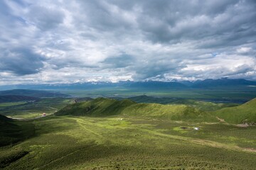 Obraz premium Panoramic View of Menyuan County at Observation Deck in in Qinghai Province in China