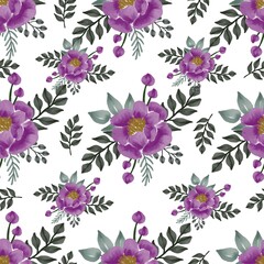 Seamless pattern of purple rose bouquet for textile
