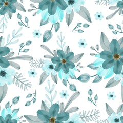 Fototapeta na wymiar Seamless pattern of tosca flower bouquet for textile design