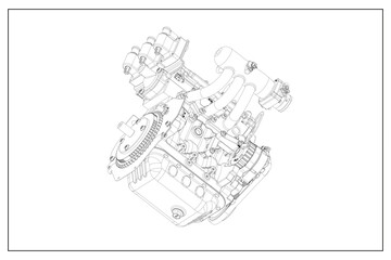 3d design of a combustion engine.