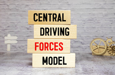 text Central Driving Forces Model on wooden block