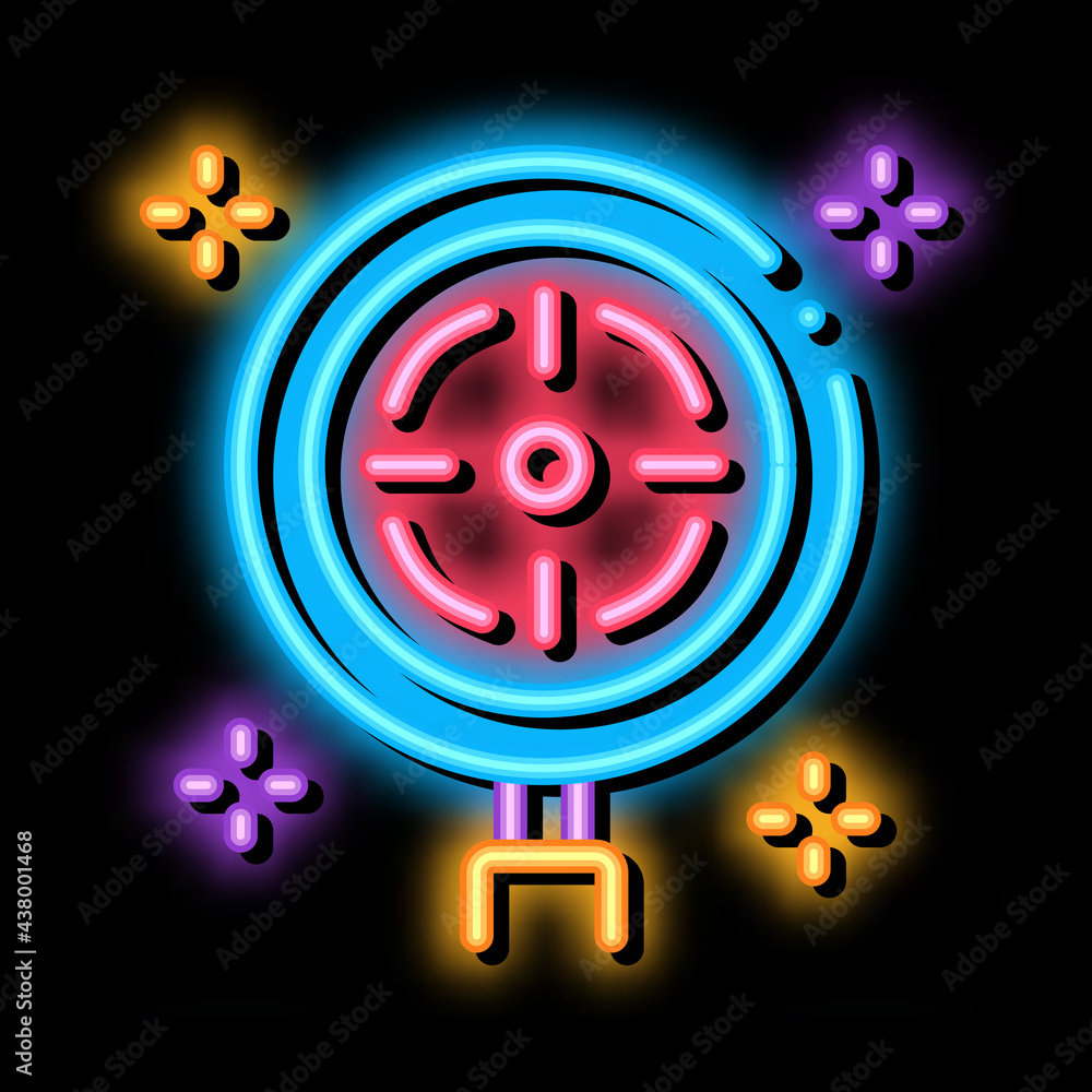 Poster target detection neon light sign vector. glowing bright icon target detection sign. transparent symb