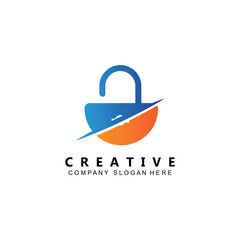 home and site security padlock logo vector symbol