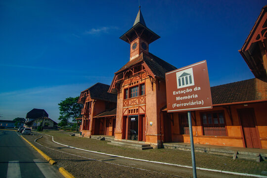 Joinville tourist spot, museum, disabled train station, known as Esta&ccedil;&atilde;o da Mem&oacute;ria. Museum of bicycles, industry and transport in Joinville.