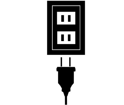 black electrical outlet and plug clip art preview