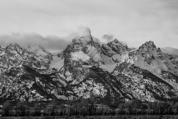 Deurstickers Tetongebergte Grand Teton Mountains Black and White