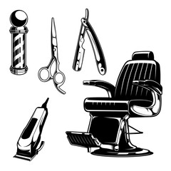 barber shop tool set vector illustration