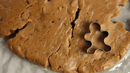 Ginger bread cookies homemade cooking for Christmas traditional dessert. Kids and family love to prepare to make dough and bake them. Then paint them with sugar paste to decor in many colors.