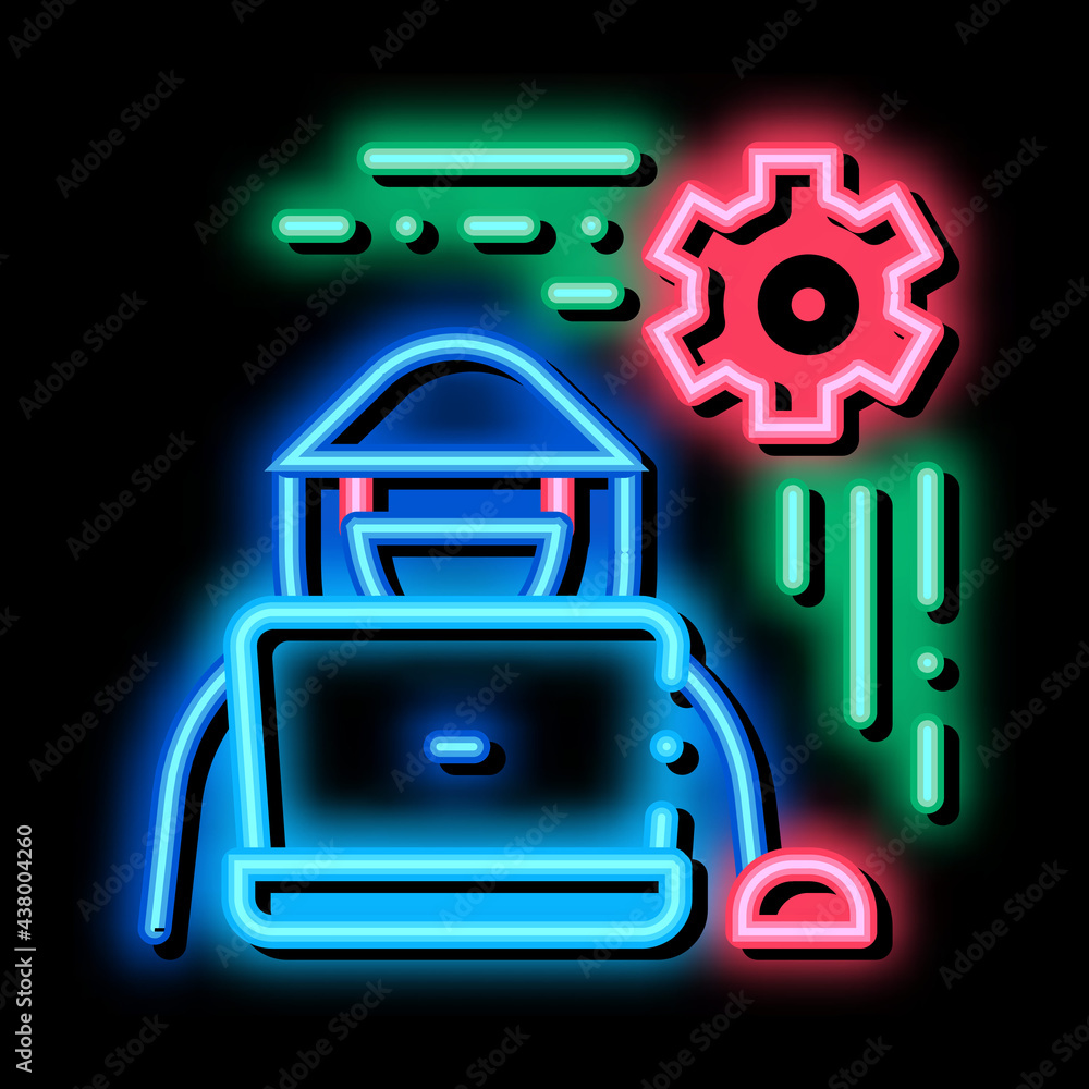 Aufkleber settings hacker neon light sign vector. glowing bright icon settings hacker sign. transparent symbol