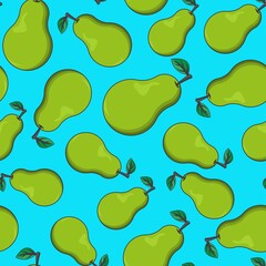 vector, seamless pear print on a blue background, print for clothes or print