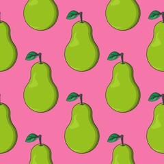 vector, seamless pear print on a pink background, print for clothes or print