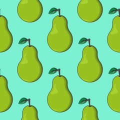 vector, seamless pear print on a blue background, print for clothes or print