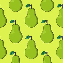 vector, seamless pear print on a green background, print for clothes or print