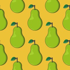 vector, seamless pear print on a orange background, print for clothes or print