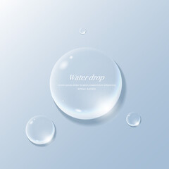 transparent water droplets , water drop object. - obrazy, fototapety, plakaty