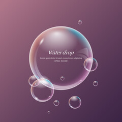 transparent water droplets , water drop object.