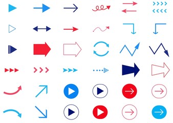 シンプルな矢印のセット(赤　青)
