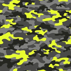 Camouflage yellow seamless texture. military camouflage endless print background. Vector illustration