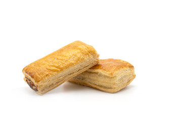 Tuna puff pastry isolated on white background.