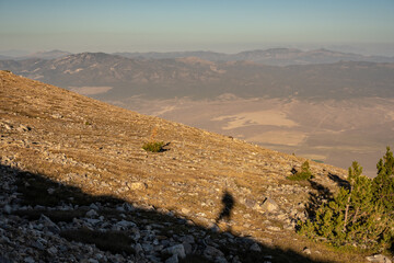 Shadow of Hiker over Great Basin Valley