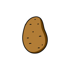 potato doodle icon, vector color line illustration
