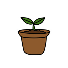 plant doodle icon, vector color line illustration