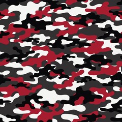 red Camouflage seamless pattern.Military camo.Print Vector