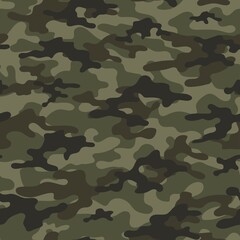 Fototapeta premium Military green camouflage seamless pattern. Four colors. Forest style. Vector design.