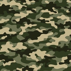 Fototapeta premium Seamless green camouflage pattern classic.Print on fabric on paper. Vector