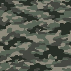 Fototapeta premium Abstract seamless camouflage green pattern for printing clothes, fabrics. Army background. Vector design.