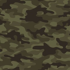 Fototapeta premium Digital camouflage seamless pattern. Military green texture. Abstract army or hunting masking ornament. Classic background. Vector design illustration.