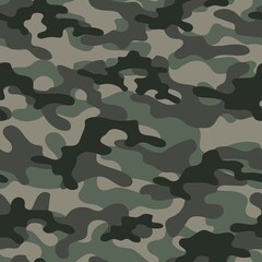 Fototapeta premium Digital camouflage green seamless pattern. Military texture. Abstract army or hunting masking ornament. Classic background. Vector design illustration.