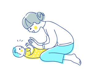 手を合わせて遊ぶママと赤ちゃん