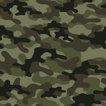 green Camouflage modern pattern seamless element for printing clothes, fabrics. Vector. Hunting and fishing.