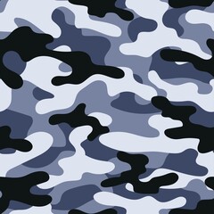 Camouflage blue seamless pattern.Military camo.Army background.Print on clothing.Modern design.