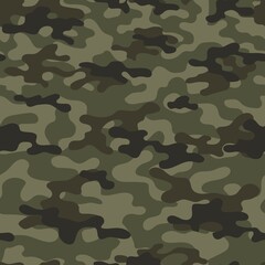 Fototapeta premium Camouflage seamless pattern.Military green camo.Army background.Print on clothing.Modern design.