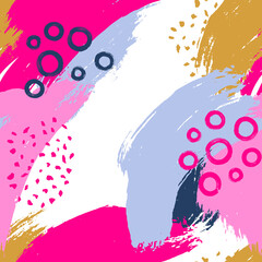 Seamless pattern with multicolor stains. Colorful abstract background with brush strokes.