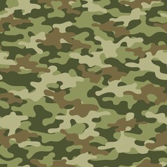 Fototapeta premium Camouflage texture seamless. Abstract military camouflage green background for fabric. Vector illustration