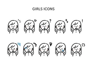 いろいろな表情の女性・アイコンセット