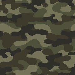 Camouflage texture seamless. Abstract green military camouflage background for fabric. Vector illustration