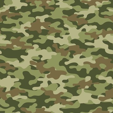Camouflage texture seamless. Abstract military camouflage green background for fabric. Vector illustration